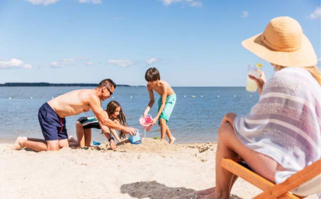 Family on beach