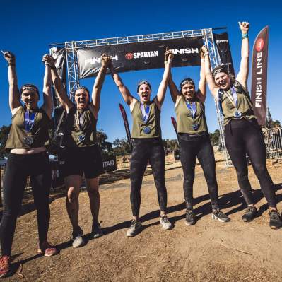 Spartan Racers Cheering at the Finish Line at Santa Margarita Ranch