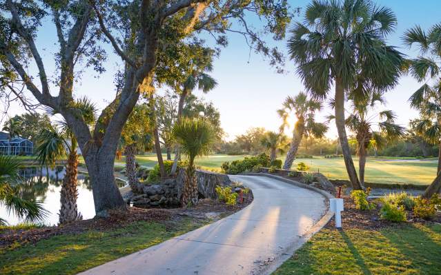 Golf cart bridge over water at Riverwood Golf Club in Port Charlotte, Florida