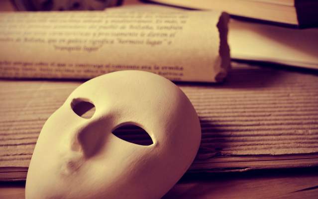 Theatrical Mask and Manuscripts