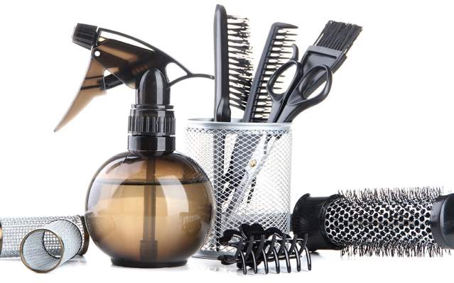 Salon Tools - brushes, combs, spray bottle