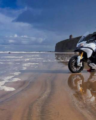Motorbike parked up on Downhill Beach