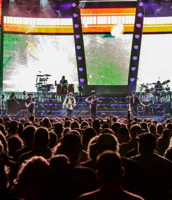 Crowd of Fans in Front of Concert Stage