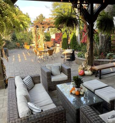 The beautiful patio at Townley House Hotel