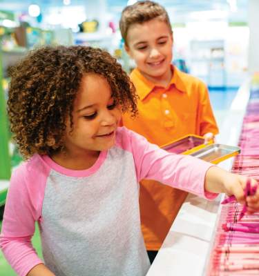 Kids at Pick Your Pack at Crayola Experience, Lehigh Valley