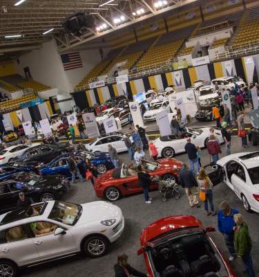 Stabler Arena filled with cars for the Lehigh Valley Auto Show
