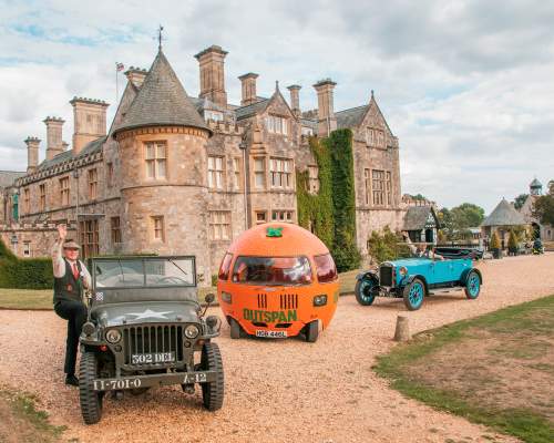 Palace House and cars at Beaulieu