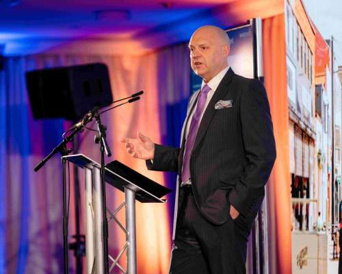 VHEY advisary board chair, Chris Blacksell, speaking at the VHEY tourism conference