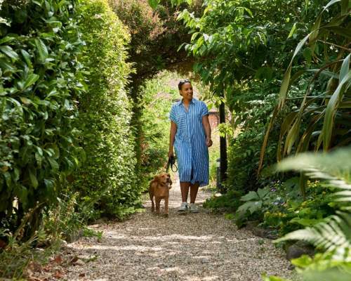 Montagu Arms - Walking with dog on grounds