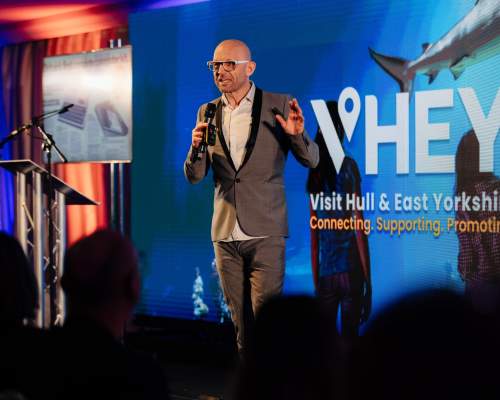 Jason Bradbury speaking at the VHEY conference