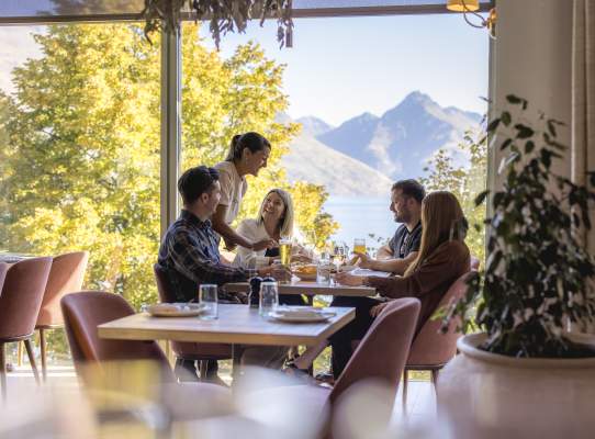 Friends dining at Soda, Queenstown