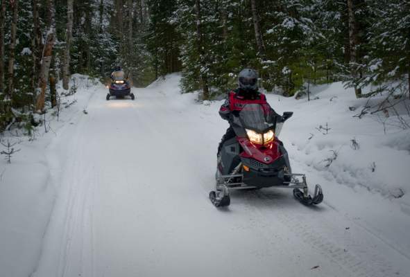 snowmobilers on the trail