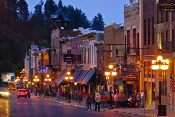 Downtown Deadwood at night