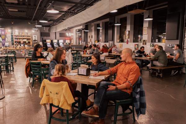 Family dining at Hop River Brewing Company