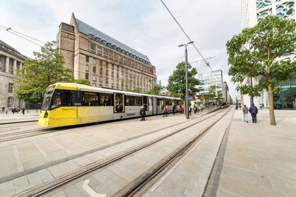 Metrolink tram in St Peter's Square