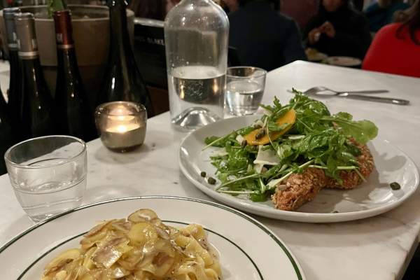 Inside Spencer restaurant with meals