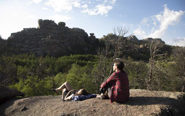 Relaxing Outdoors on a rock