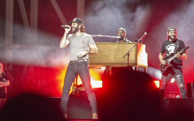Country Music Superstar Thomas Rhett sings on the stage at Cheyenne Frontier Days