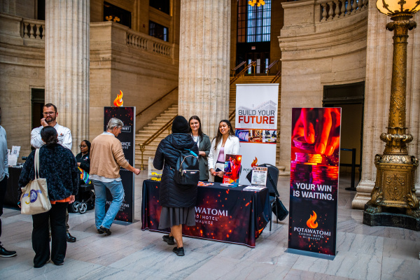 Potawatomi Casino | Hotel booth at Union Station for Wisconsin in Chicago Day
