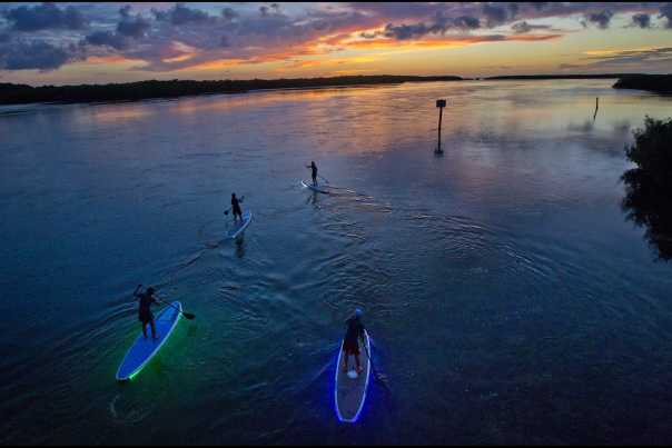 Illuminated paddleboarding, Key Largo