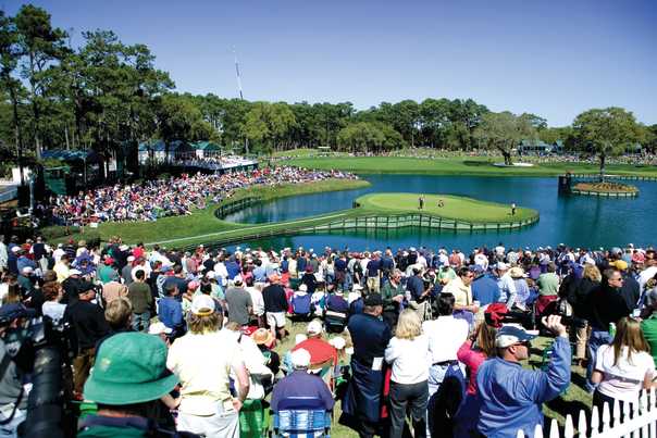 The 17th hole of Sawgrass TPC Stadium Course is one of the most challenging of The PLAYERS Championship held in Ponte Vedra Beach.