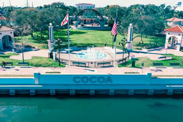 Cocoa Village Sign - Aerial