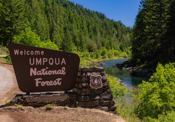 Umpqua National Forest sign