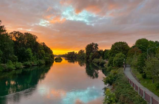 Sunset over Willamette River - Ruth Bascom Bike Path