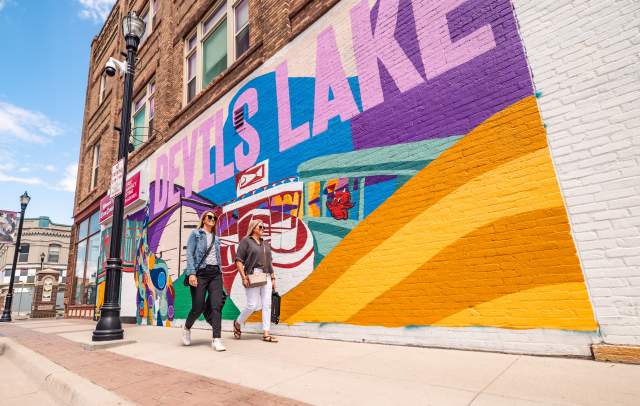 Walking Downtown w/ Mural