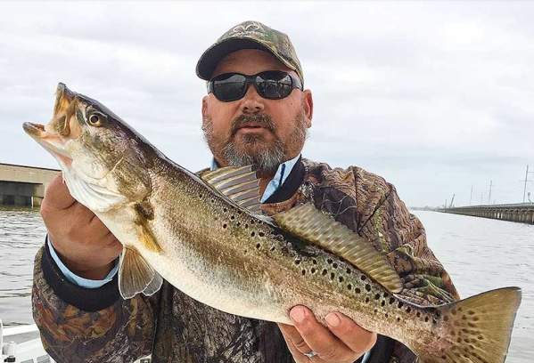 Andy Jones of Wicked Fishing Charters caught this speckled trout trolling the trestles in the spring.