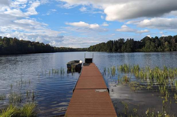 Spring dock on lake