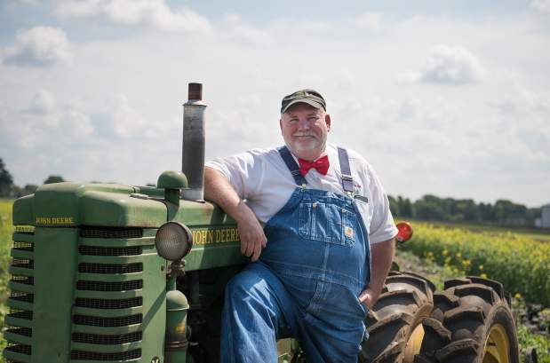 Farmer Lee Jones with tractor