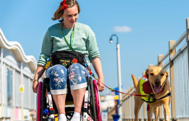 A wheelchair user and their dog on the Grand Pier at Weston-super-Mare near Bristol - credit The Grand Pier