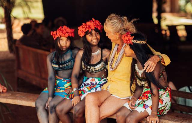 Tourist sharing with Embera community at Colon