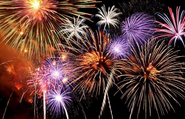 colorful fireworks in a dark sky