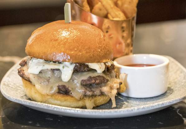 Burger and Fries at Trifecta