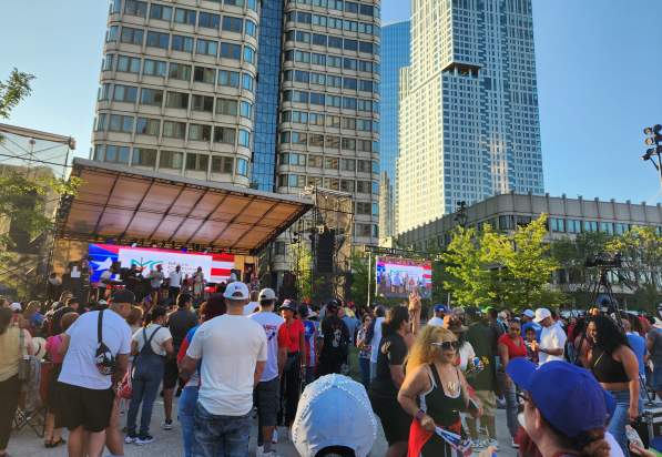 PR festival in city hall - main stage with people watching and dancing