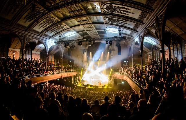 Light show at concert in Albert Hall, Manchester