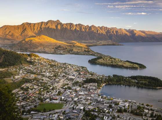 Aerial shot overlooking Queenstown