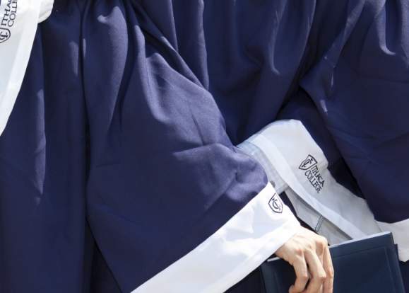 Ithaca College graduates hugging