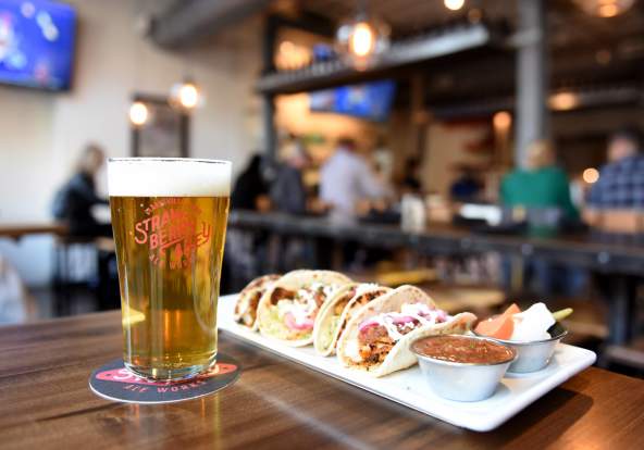 food and beer at a pub