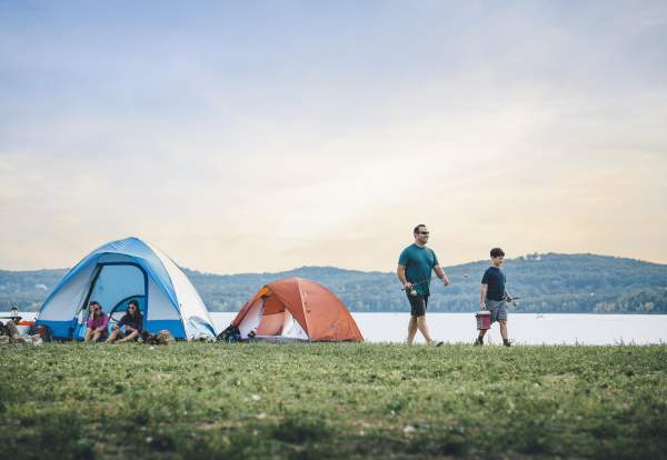 Camping Family Summer Spring Lake