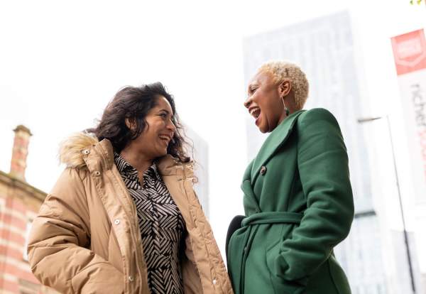 2 people laughing