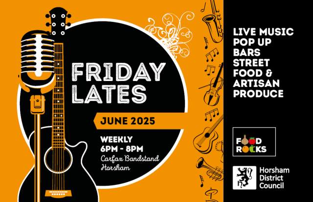 Horsham Friday lates in June 2025 with live music, pop up bars and street food
