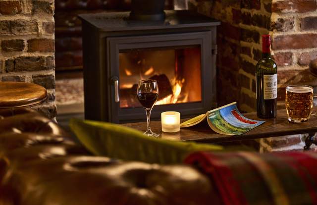 Cosy fireplace at the Black Horse Pub in Climping