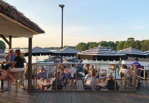 Umbrellas, Patio, Waterfront