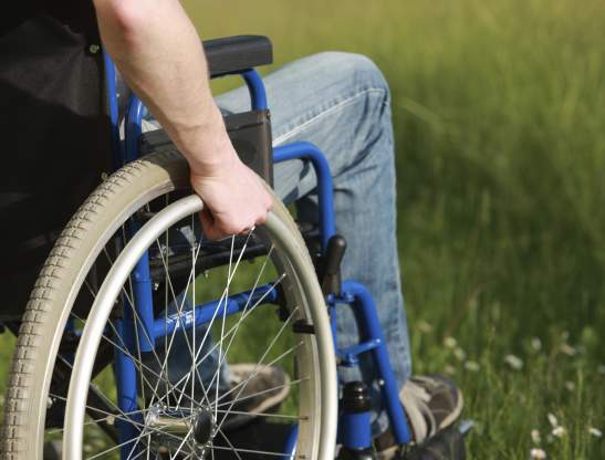 Close up of a man in a wheelchair