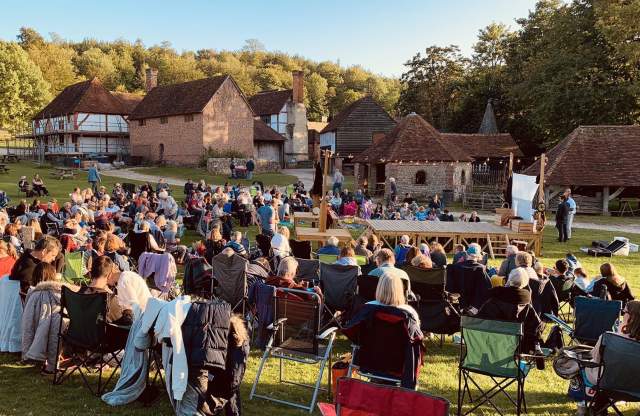 People watching open air theatre at Weald & Downland Living Museum