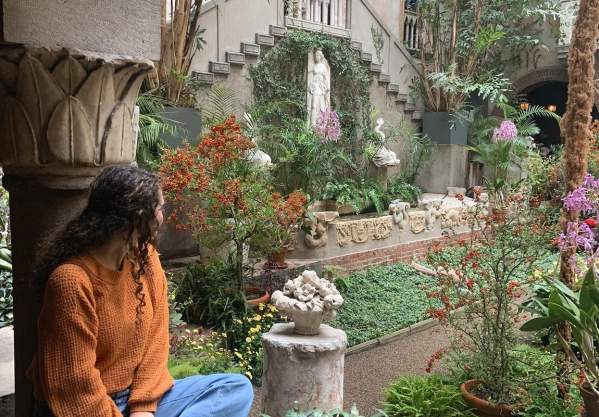 Person looking at the  Isabella Stewart Gardner Museum's garden