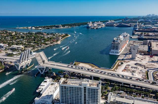 Cruise ships line Port Everglades